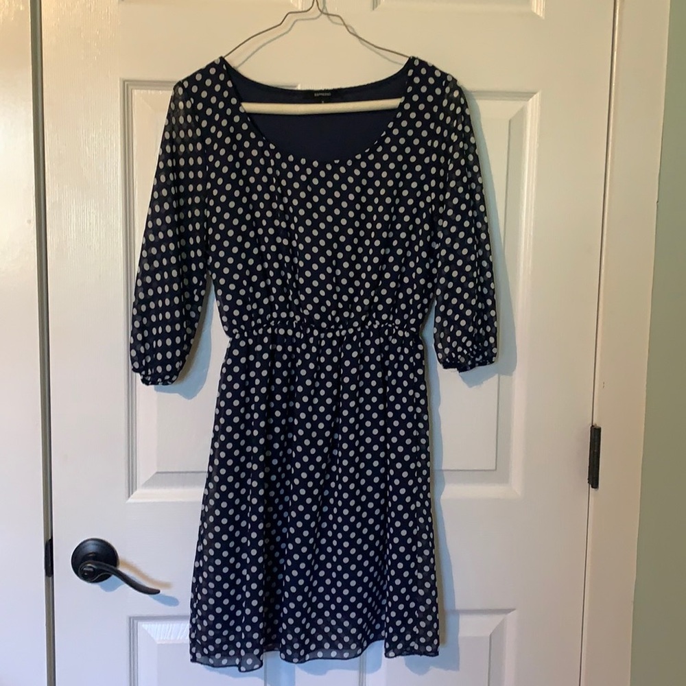 Navy with white polka dots dress